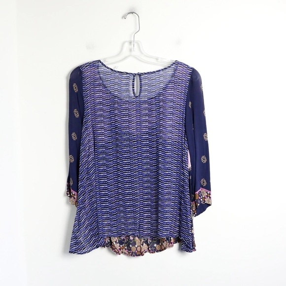 Anthropologie Floreat Rhiannon Peasant Top Bohemian Blouse Blue Embroidered S - Picture 4 of 12